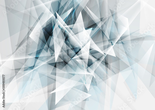 Glossy blue grey abstract low poly technology background. Geometry vector design