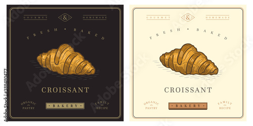 Beautiful Croissant bakery logo illustration