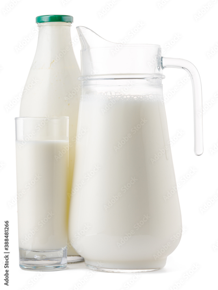 Glassware full of fresh milk isolated on white Glassware full of fresh milk isolated on white