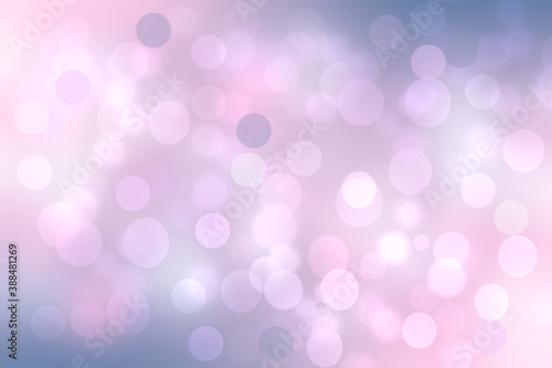 Abstract blurred vivid spring summer light delicate gradient pastel pink blue bokeh background texture with bright soft color circles and glowing bokeh lights. Beautiful backdrop illustration.