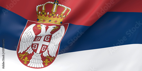 National Fabric Wave Closeup Flag of Serbia