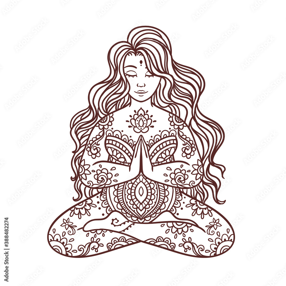 Plus size abstract woman workout in yoga poses. Bodypositive lady icons  set. Active overweight girl. Up dog, lotus, monkey yoga poses vector  illustration 11016732 Vector Art at Vecteezy