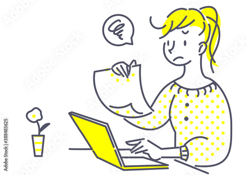 ノートパソコンで作業をする女性　テレワーク
オンラインコミュニケーション