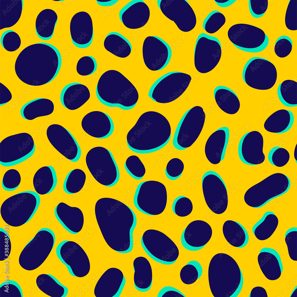 Vector Trendy leopard skin seamless pattern. Abstract wild animal cheetah spots yellow and blue texture for fashion print design, fabric, cover, wrapping paper, background, wallpaper Vector Trendy leopard skin seamless pattern. Abstract wild animal cheetah spots yellow and blue texture for fashion print design, fabric, cover, wrapping paper, background, wallpaper