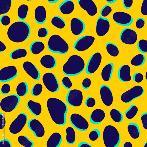 Vector Trendy leopard skin seamless pattern. Abstract wild animal cheetah spots yellow and blue texture for fashion print design, fabric, cover, wrapping paper, background, wallpaper