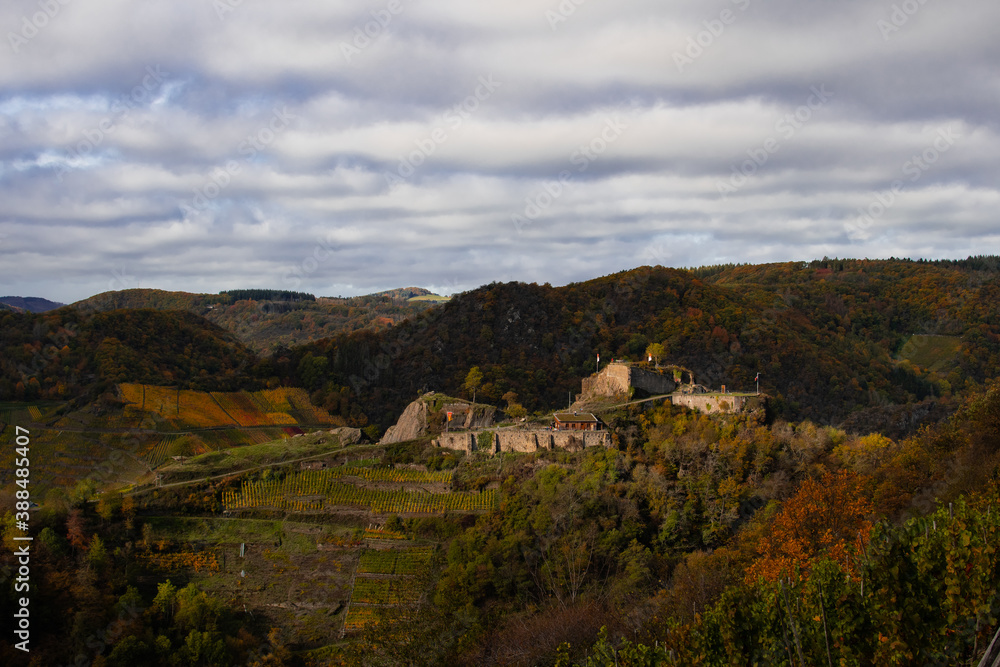 The Saffenburg in Mayschoss with a great autumn landscape