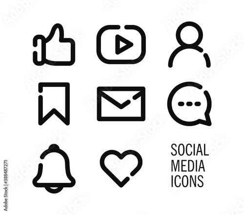 Social media icons set in line style for your app or web