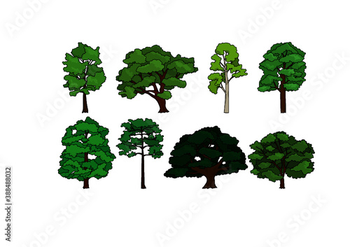 8 Trees/ Cartoon style