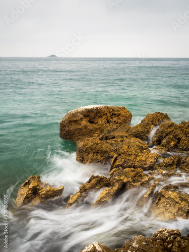 Adriatic oceon seascape long exposure with island photo