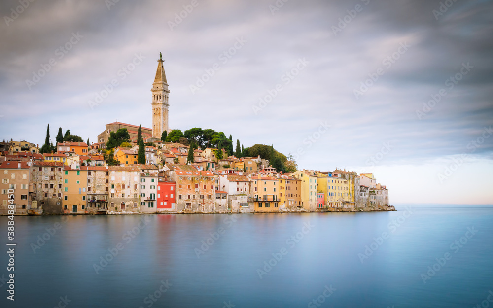 Long Exposure of city of rovinj in istria croatia