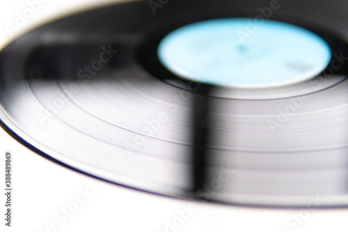 composition of music. vinyl record close up sound track with blurred background