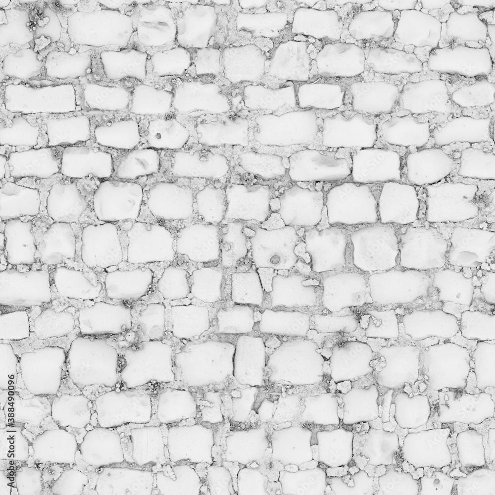 Naklejka premium 8K cobblestone pavement floor roughness texture, height map or specular for Imperfection map for 3d materials, Black and white texture