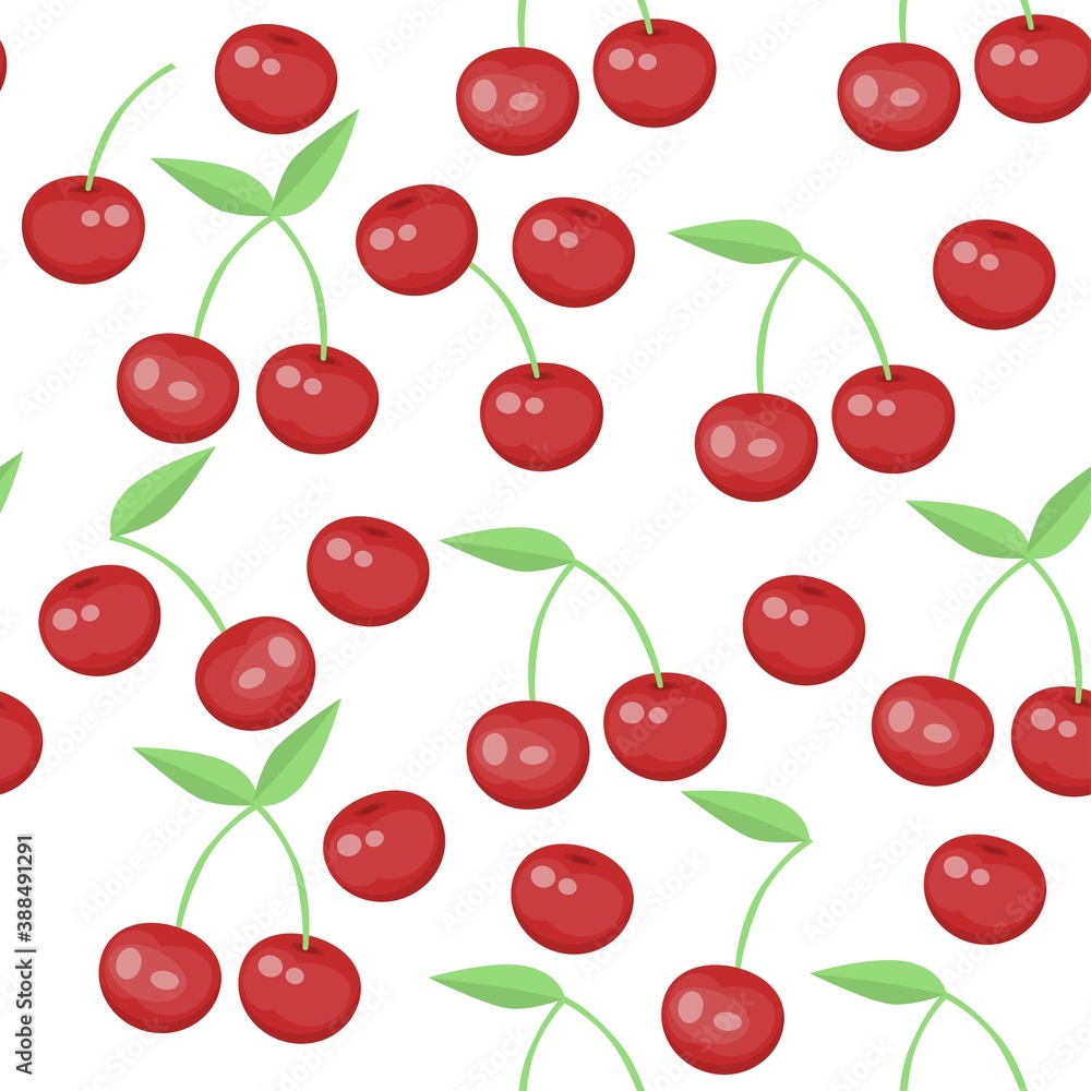 seamless pattern with cherry on a white background seamless pattern with cherry on a white background