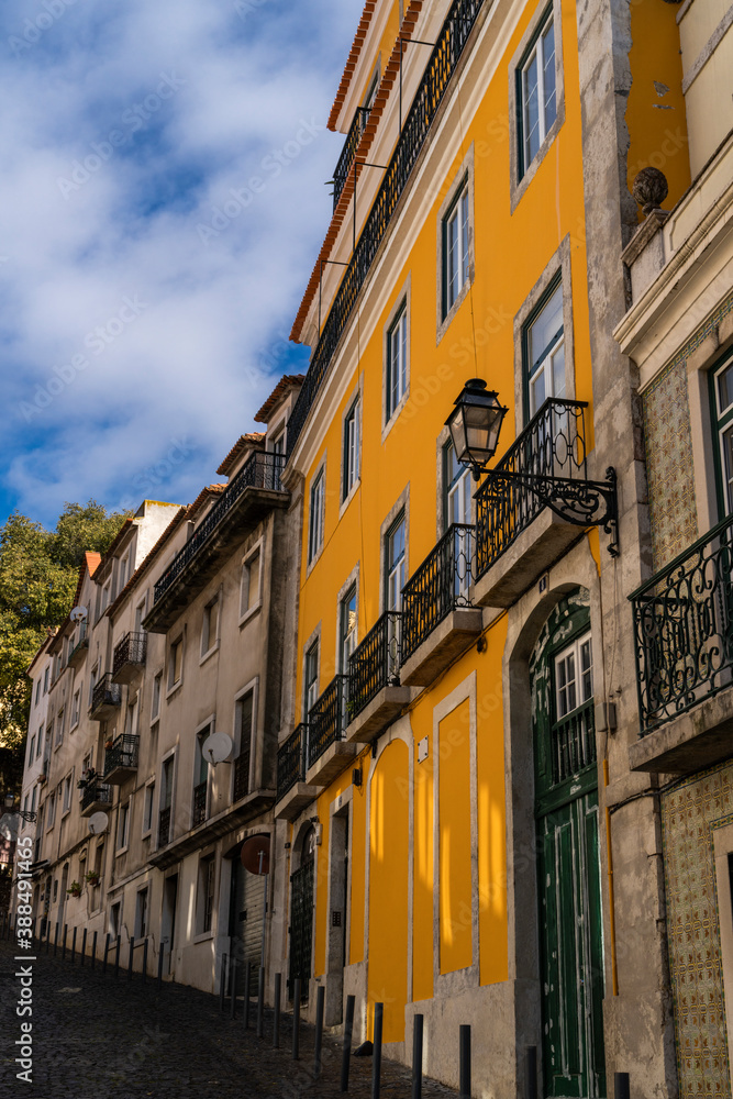 Striking colors of buildings in Lisbon