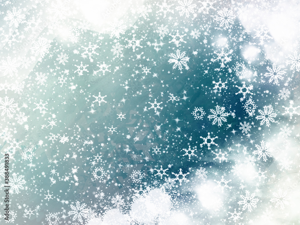 blue christmas background with snowflakes