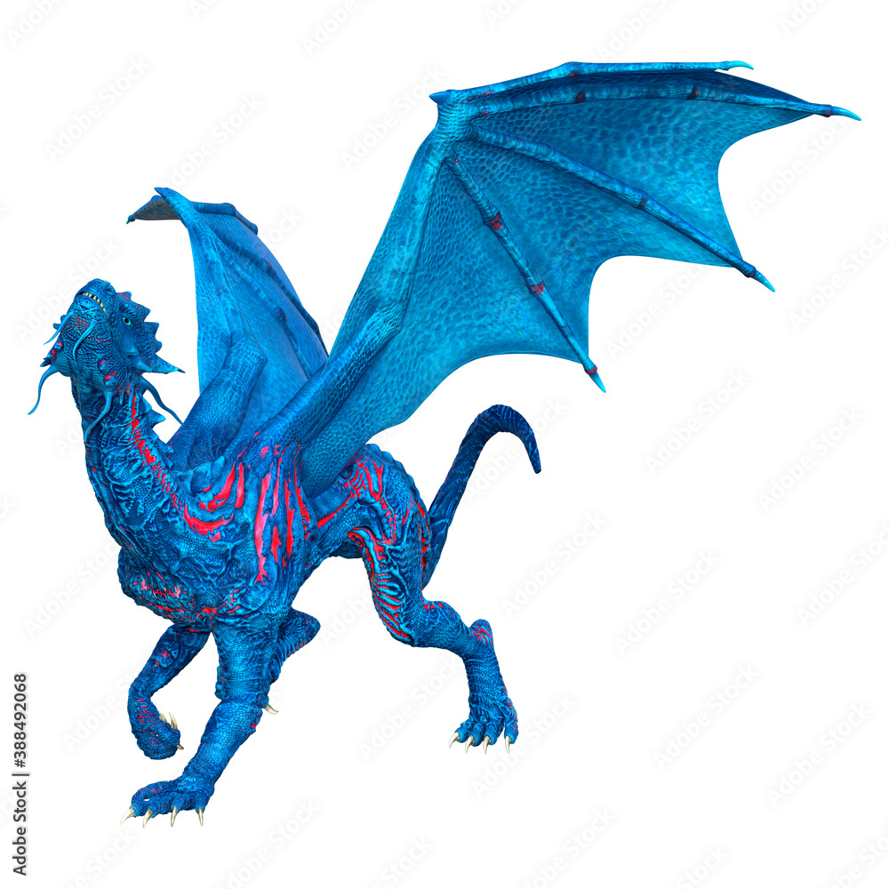Fototapeta premium 3D Rendering Fairy Tale Dragon on White