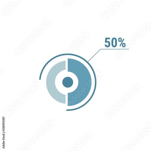 Circle diagram fifty percent pie chart 50. Circle percentage vector diagram.