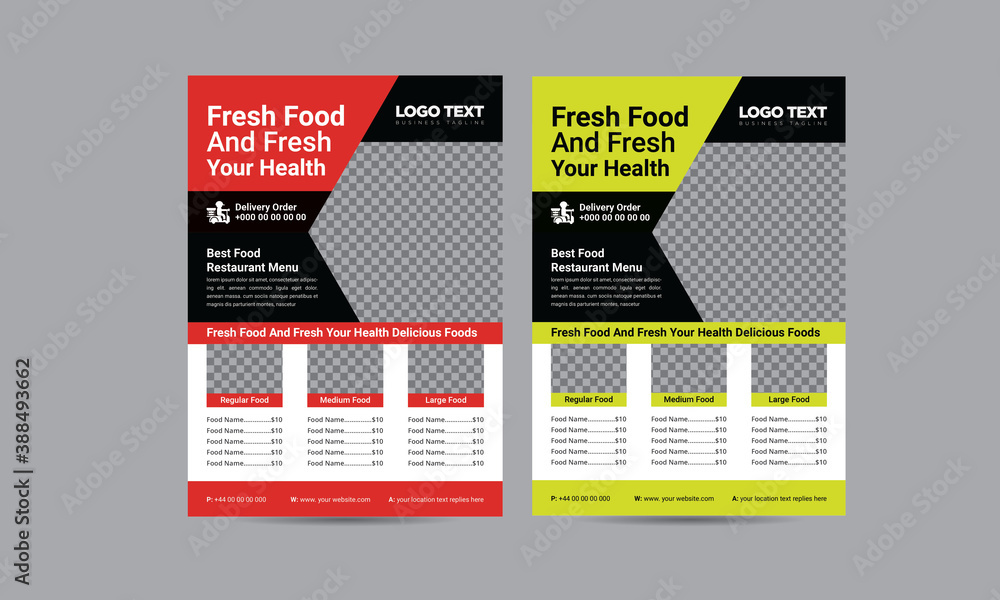 Fast Food Flyer Design Template Vector illustration for banner, poster, flyer, cover, menu, brochure