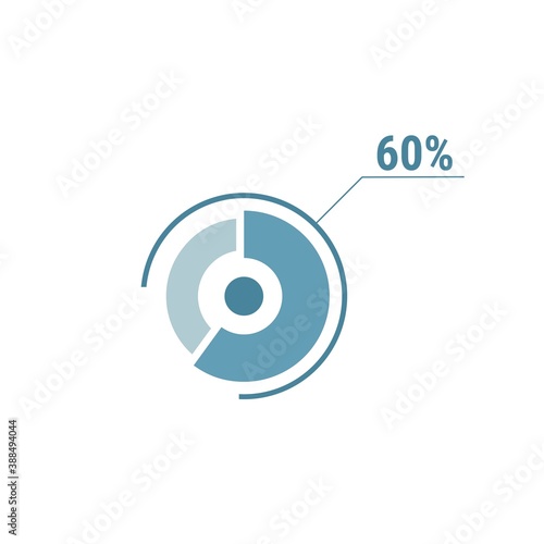 Circle diagram sixty percent pie chart 60. Circle percentage vector diagram.