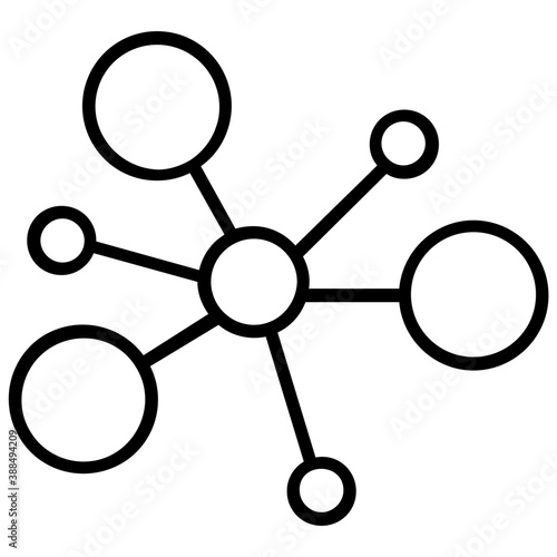 Atomic symbol, chemical bonding or molecular structure, line vector icon 