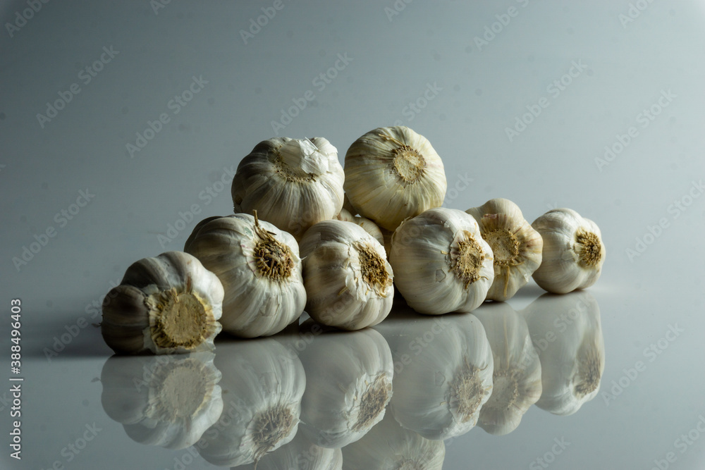 Group of raw garlic on the table Group of raw garlic on the table