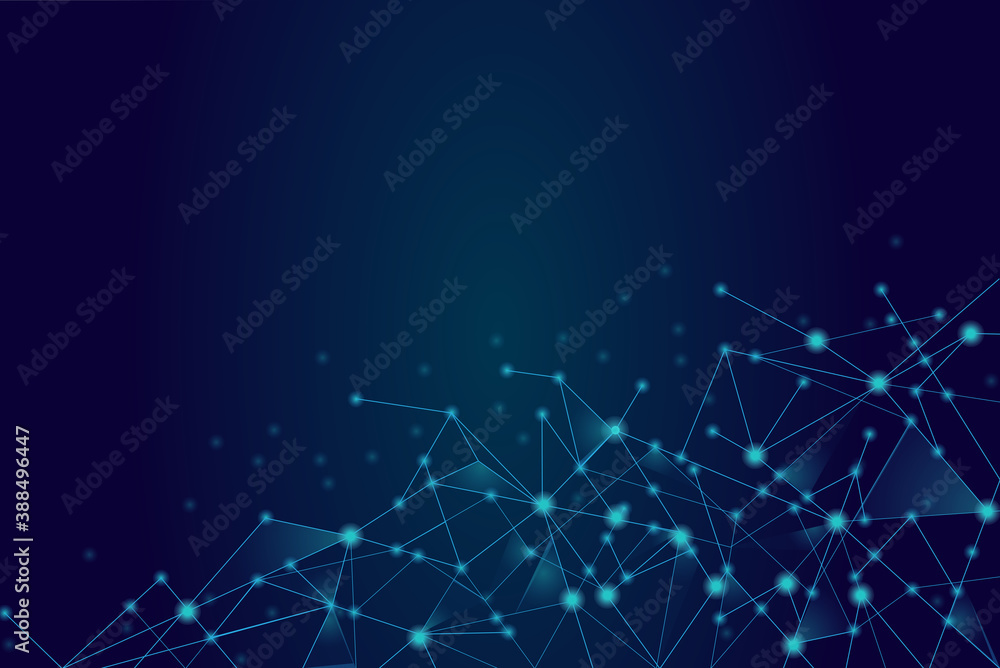 Network abstract connection isolated on blue background. Network technology background with dots and lines. Ai background. Modern abstract concept. Ai vector, network technology