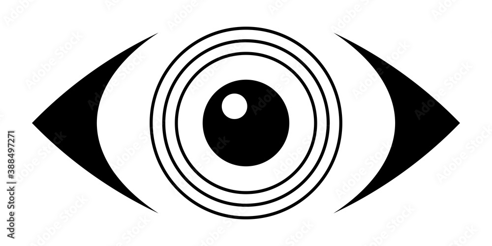 Eye icon, symbol, isolated on white background. Creative geometric eye, logo template. Flat design style. Vector monochrome illustration. Eye icon, symbol, isolated on white background. Creative geometric eye, logo template. Flat design style. Vector monochrome illustration.