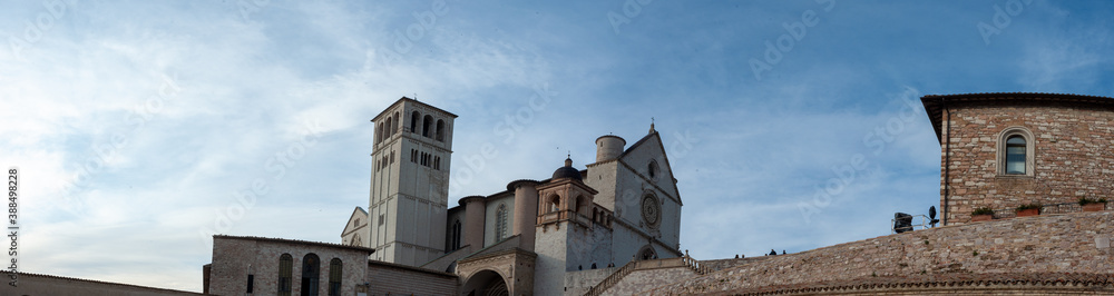 panorama street town of Assisi basilica of san francesco