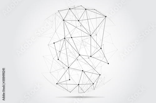 Blockchain technology network isolated on gray background. World globe blockchain technology background connect dots and lines. Abstract ai concept. Connect network technology, ai vector background
