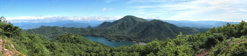 日本百名山”赤城山”地蔵岳山頂から眺望 (パノラマ)