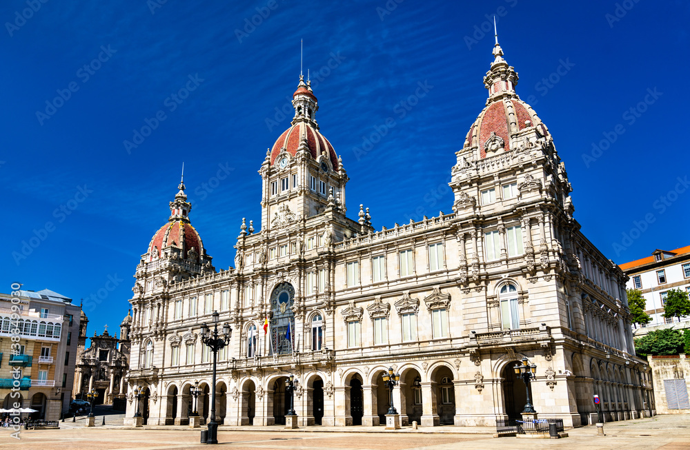 The Town Hall of A Coruna in Galicia, Spain