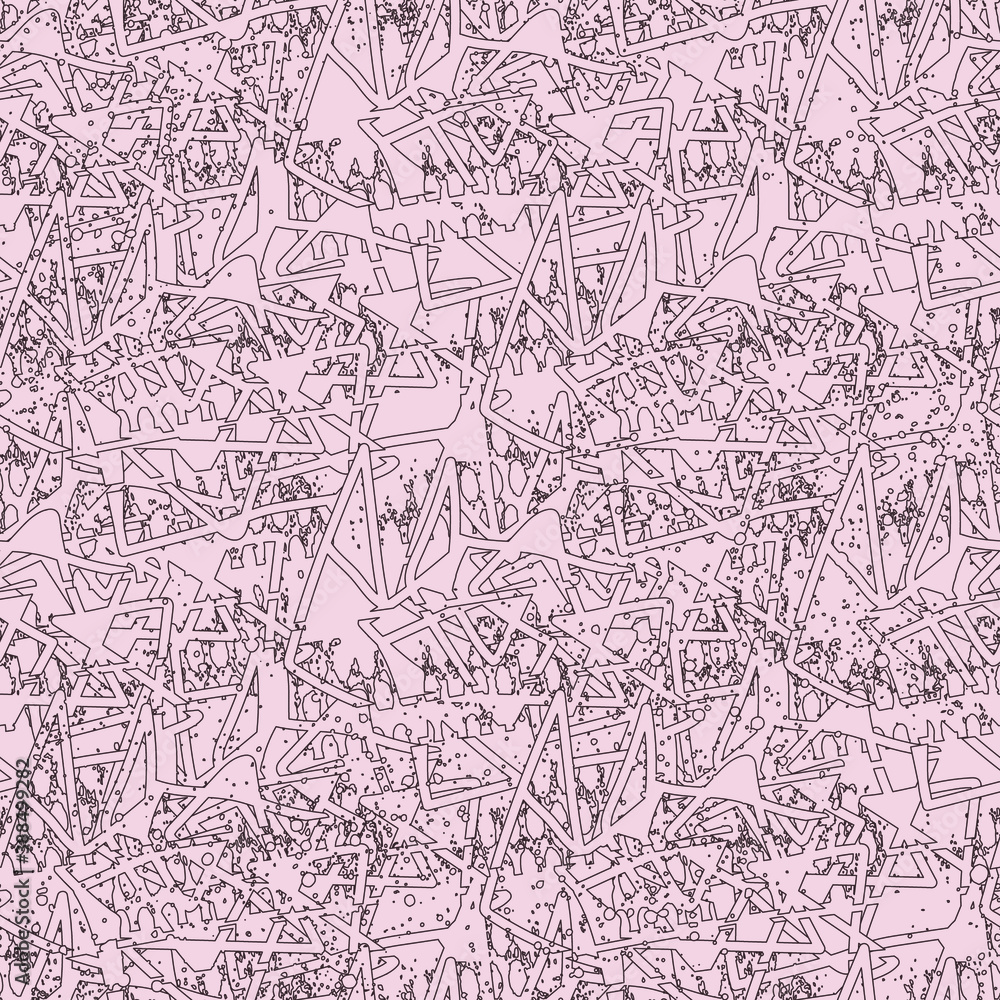 Seamless abstract pattern with hand drawm lines