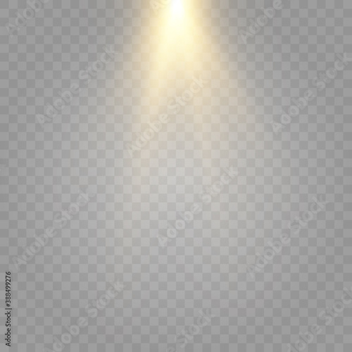 Vector golden light. A golden flash of light. Shine. The lights of a sun. Light png. Gold lighting.
