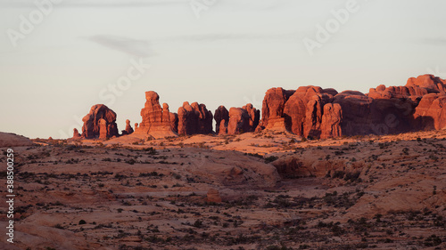 Warm sunset light in Arches National Park, Utah