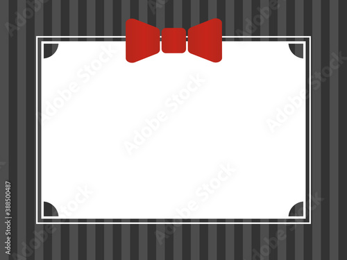 Red ribbon on stripe background. Vector illustration.