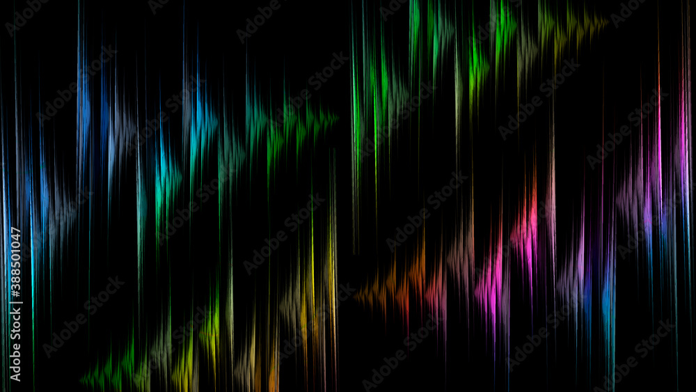 Abstract fractal neon illustration of glowing multicolored rays. Disco background. Used for design and creativity, for screensavers.