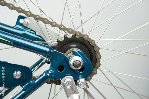 close-up of Bicycle wheel and chain, repair concept, Bicycle travel
