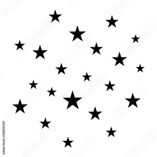 Black vector stars and moon. Minimal sparkles isolated on white background. 