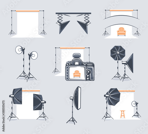 Set of elements of the photo studio