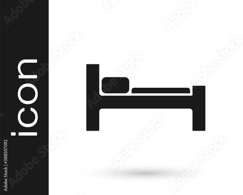 Grey Bed icon isolated on white background. Vector Illustration.