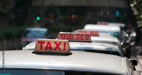 Photography Taxi queue up in city street