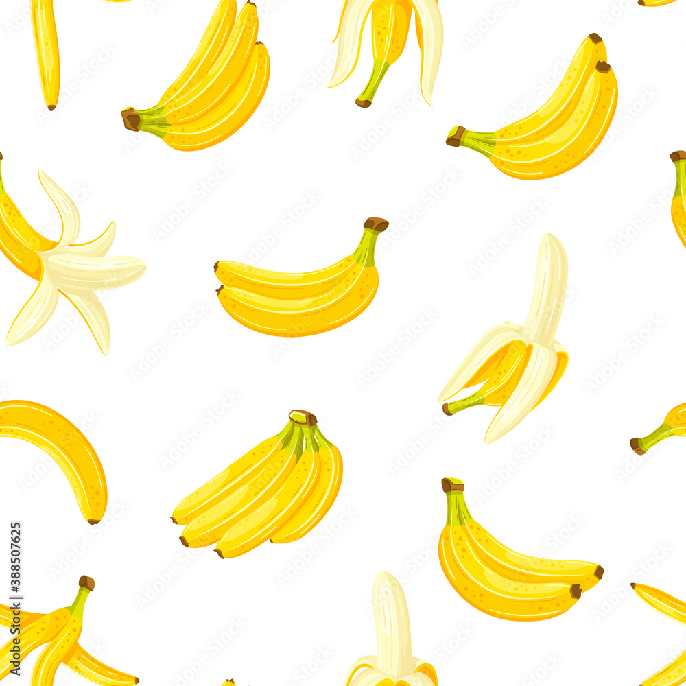 Seamless pattern with a set of bananas