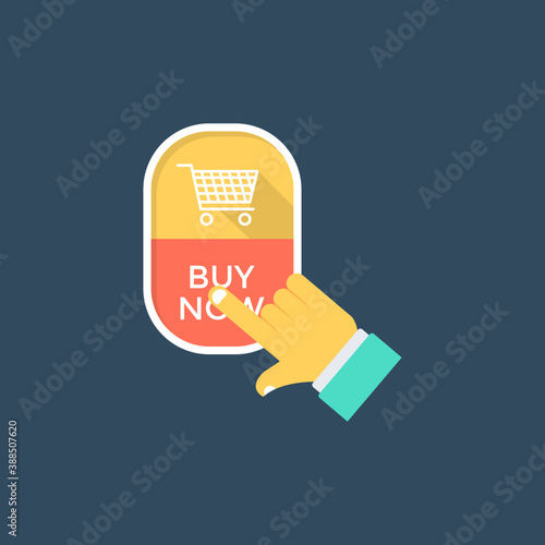 
A hand pointer on buy now option buy online concept
