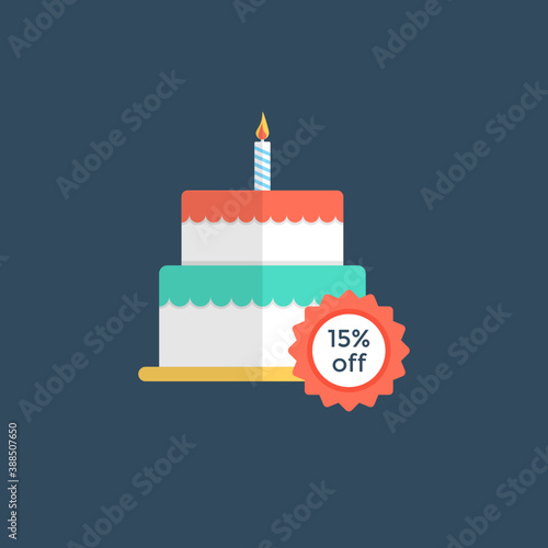  Sale price tag of 15  on birthday cake  bakery items promotional offer  