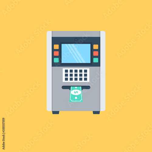 
A transaction calculating machine transacting one dollar, great icon for atm machine 
