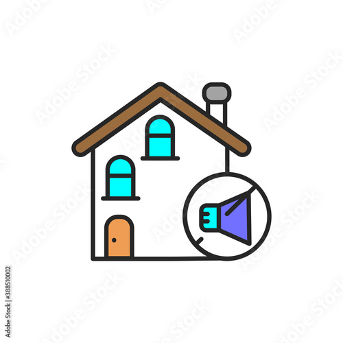 Soundproof house color line icon. Pictogram for web page, mobile app, promo.