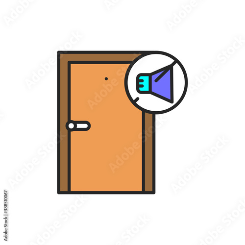 Soundproof door color line icon. Pictogram for web page, mobile app, promo.