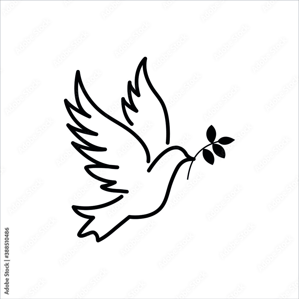 Fototapeta premium Peace symbol, dove icon vector template. 