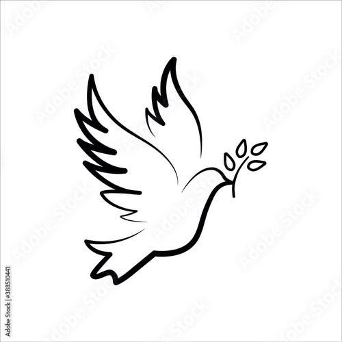 Fotomurale Peace symbol, dove icon vector template.