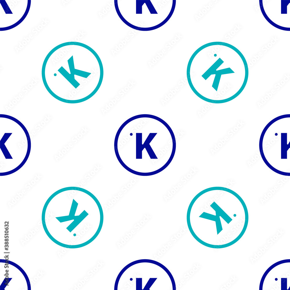 Blue Kelvin icon isolated seamless pattern on white background. Vector. Blue Kelvin icon isolated seamless pattern on white background. Vector.